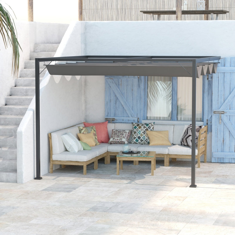 Grey Retractable Canopy Pergola Gazebo