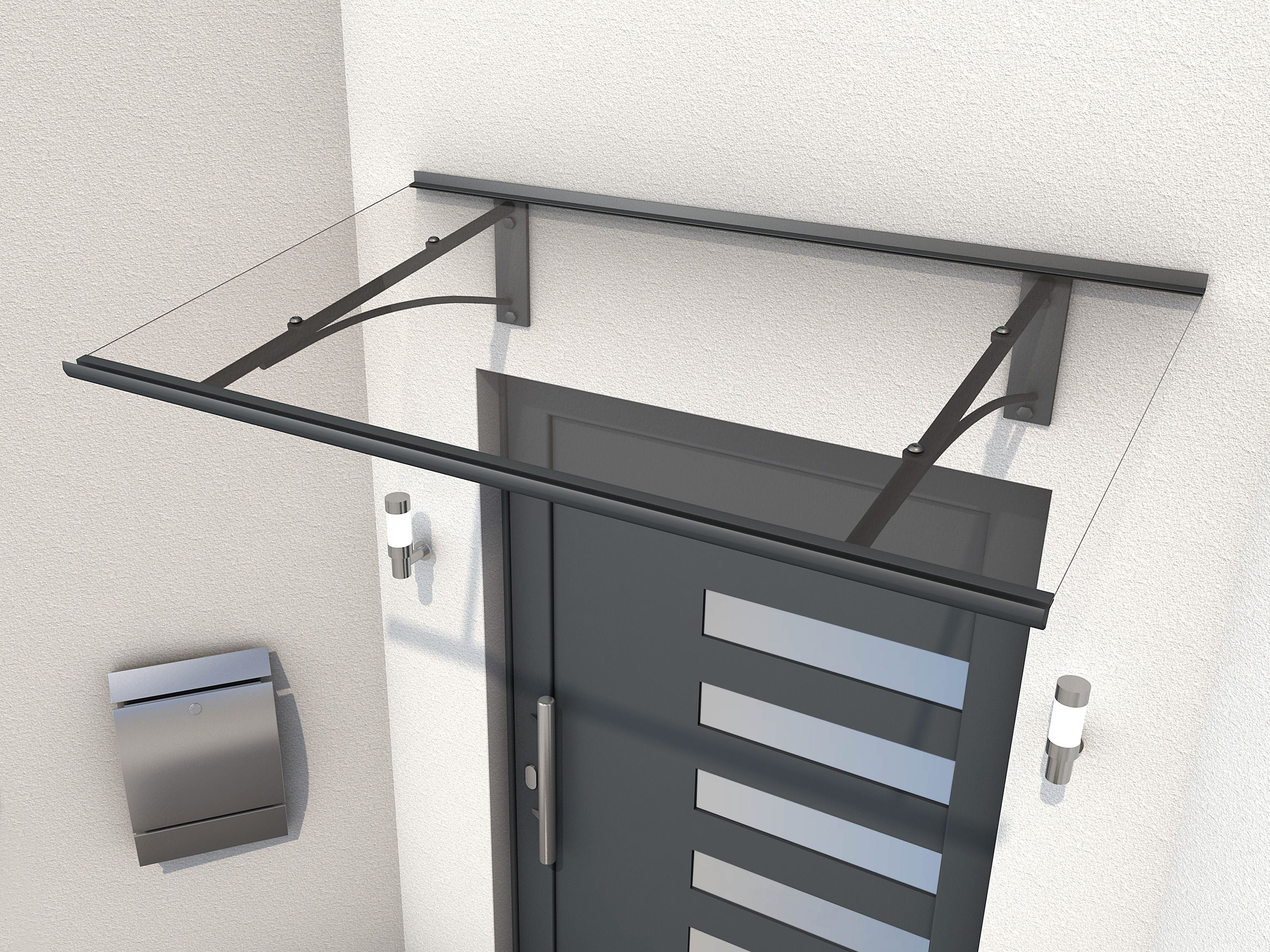 Gutta PT/GR Shield Door Canopy 160 x 90cm – Clear 4mm Acrylic Roof, Aluminium Frame, Snow-Load Tested