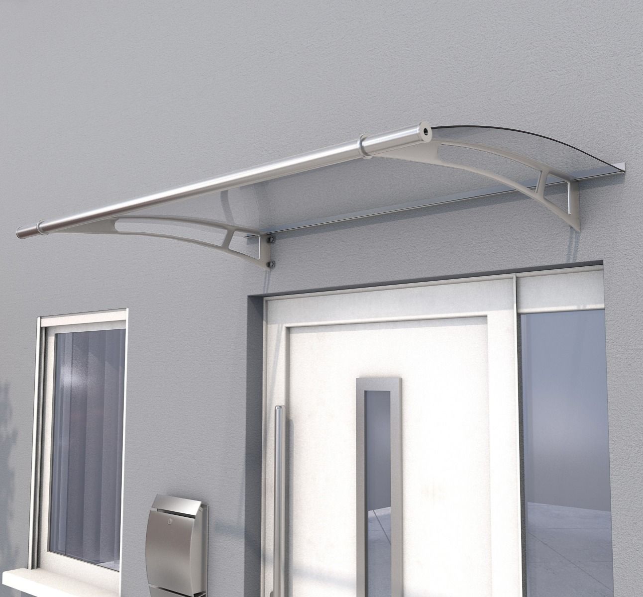 150cm Clear Shield Door Canopy – Stainless Steel Brackets, 4mm Acrylic Roof, Includes Fixings