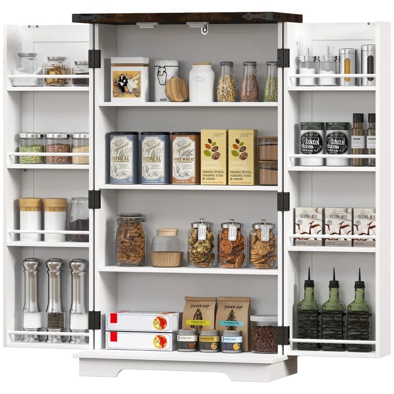 Multi-Storage Farmhouse Style White Cabinet - Rustic Storage Solution for Home, Kitchen, or Living Room