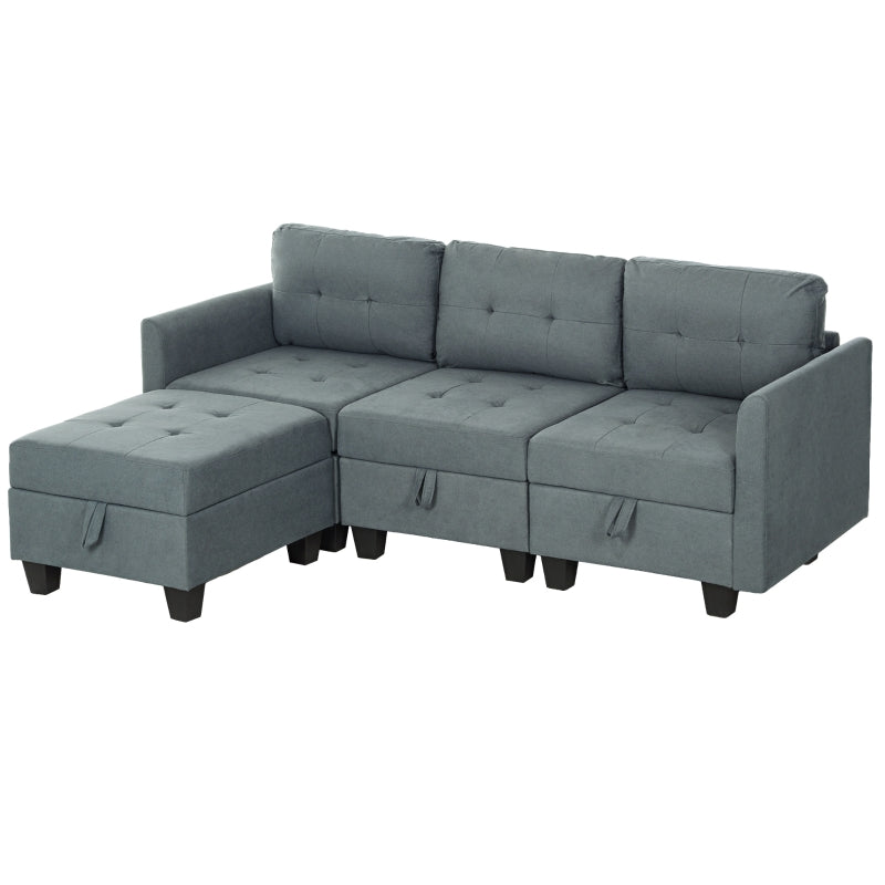 Dark Grey 'L' Shape Modular Sofa with Storage for Stylish Living Room