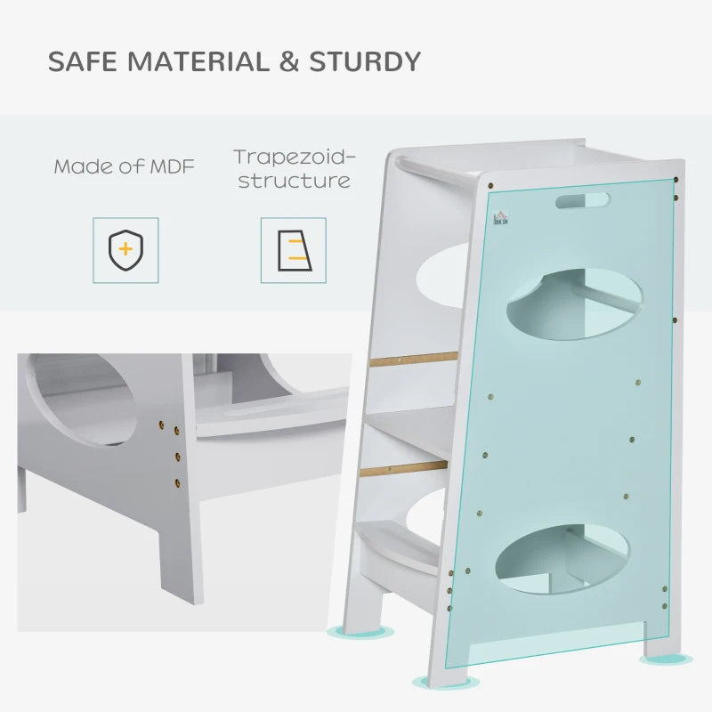 Adjustable Kids Step Stool - Toddler Kitchen Tower with Safe Standing Platform, Grey - Perfect for Little Helpers!