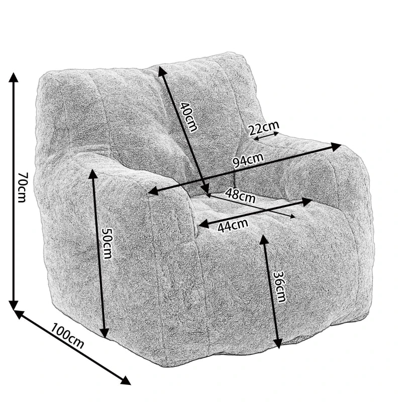 Soft Tufted Foam Snuggle Chair in Blue with Teddy Fabric – No Assembly Needed, 100x94x70 cm