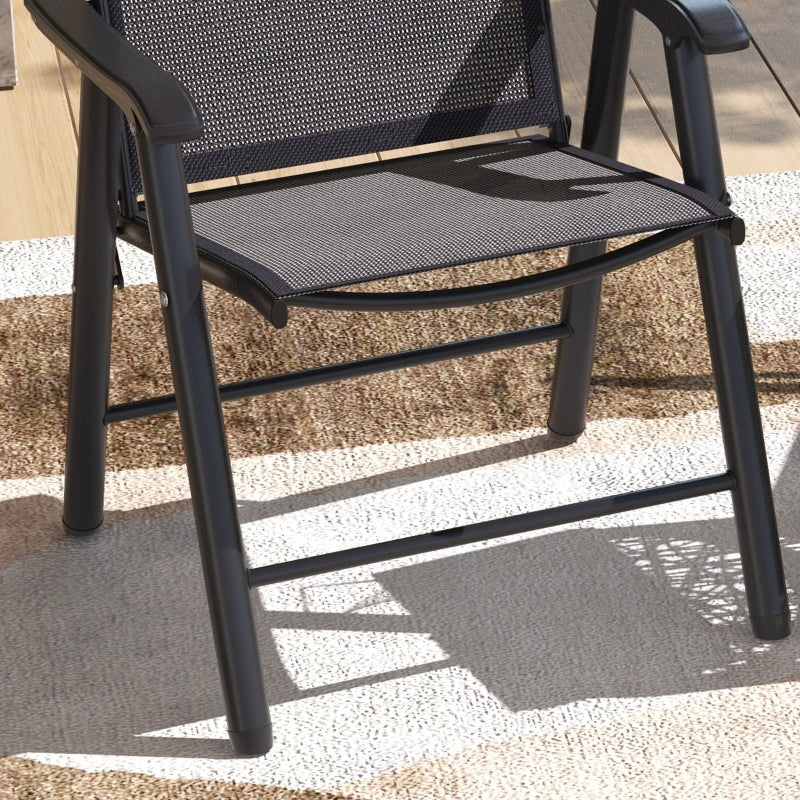 4-Pack Folding Metal Outdoor Chairs with Breathable Mesh Seat, Dark Grey