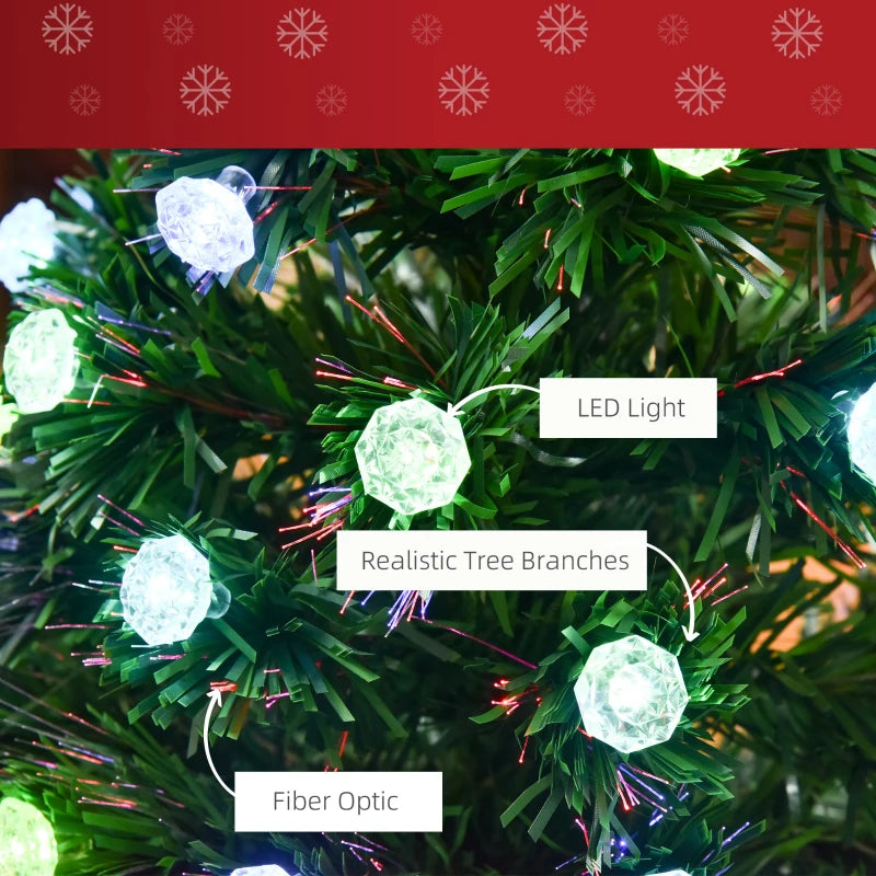 4FT Pre-Lit Artificial Christmas Tree with Fiber Optic Lights - Festive Green Holiday Decoration for Home & Xmas Cheer
