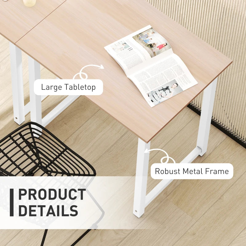Modern White Computer Desk - 80x60x76cm Writing Table Workstation for Home Office & Study with Metal Frame, Easy Assembly