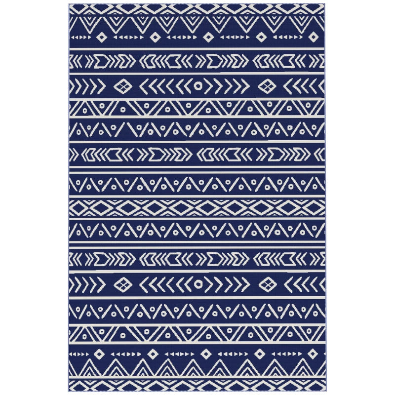Reversible Waterproof Outdoor Rug 182x274cm - Plastic Straw Mat for Garden, Beach, Camping