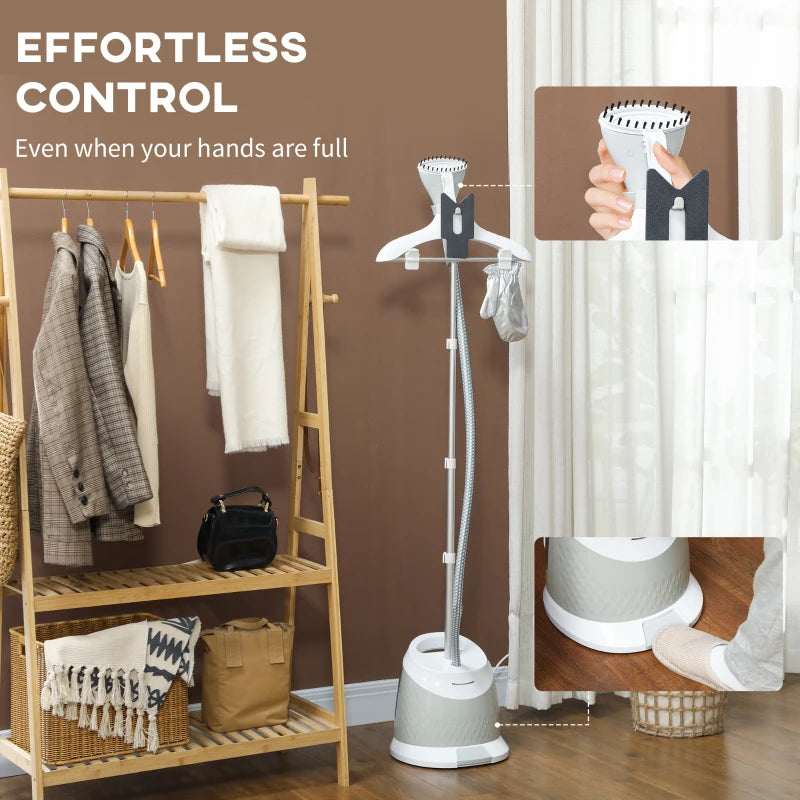 1800W Powerful Standing Clothes Steamer with Accessories in Grey