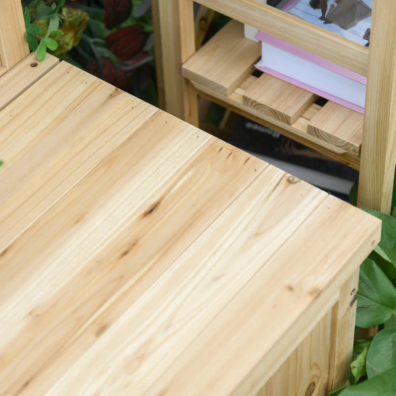 Outdoor Wood Storage Bench - Natural Finish