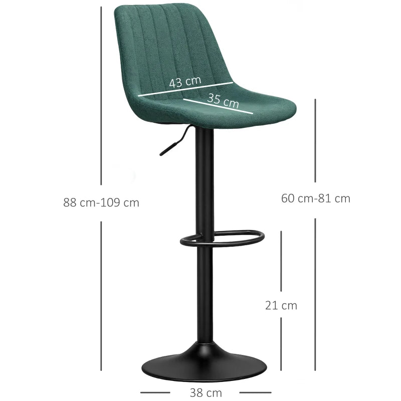 Set of 2 Green Chenille-Feel Tub Bat Stools - Stylish, Comfortable, and Durable Bathroom Seating
