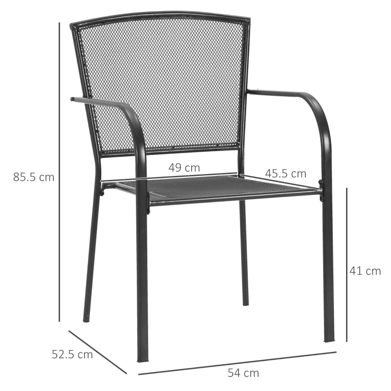 Grey Metal Garden Dining Chairs Set of 2 - Outdoor Patio Furniture