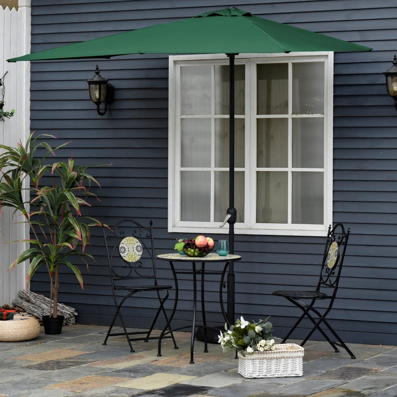 Green Half Round Balcony Parasol with Crank Handle (2.3m)