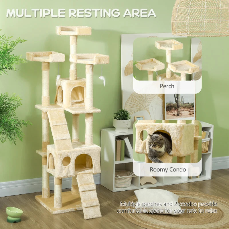 Deluxe Cat Tree Scratching House - Multi-Level Activity Play Centre for Cats with Cozy Hideouts and Scratching Posts