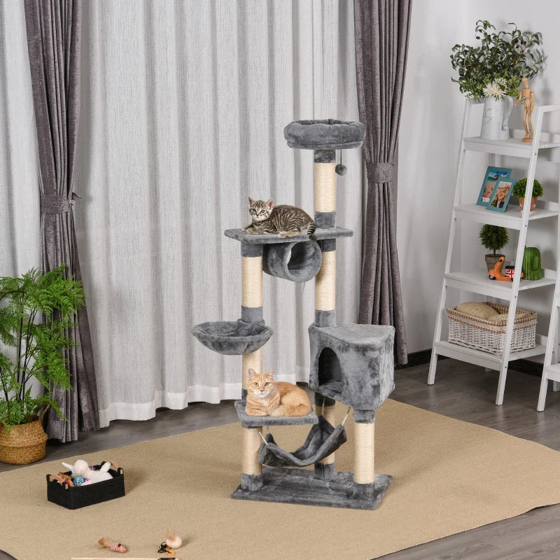 Multi-Level Cat Tree Condo Tower 150CM for Indoor Cats - Activity Stand with Toys & Scratching Posts
