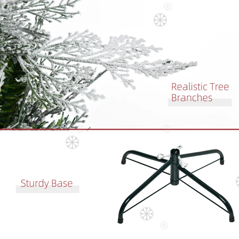 6 Ft Snow Flocked Artificial Christmas Tree - Realistic Cypress Branches, Auto Open, Lush Green Holiday Decor