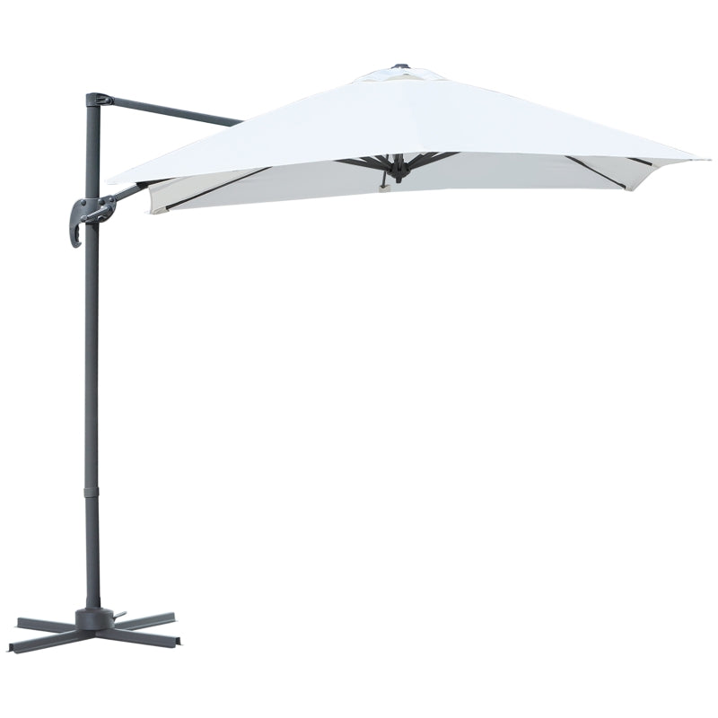 Square Rotating Cream White Umbrella Parasol - 245x245x248 cm