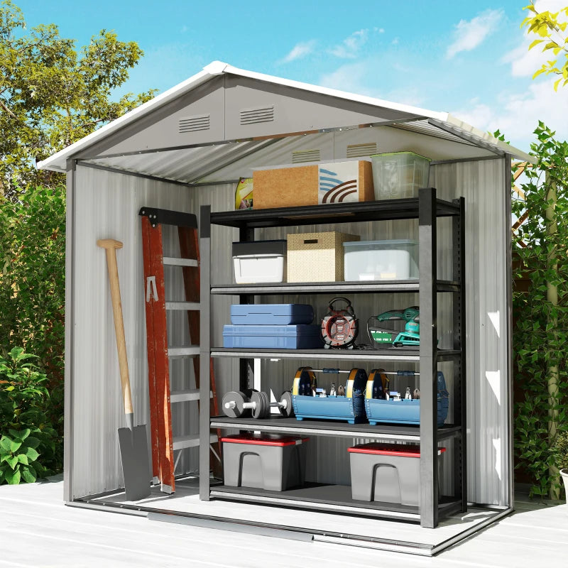 6.5ft x 3.5ft Metal Garden Storage Shed for Outdoor Tool Storage with Double Sliding Doors and 4 Vents