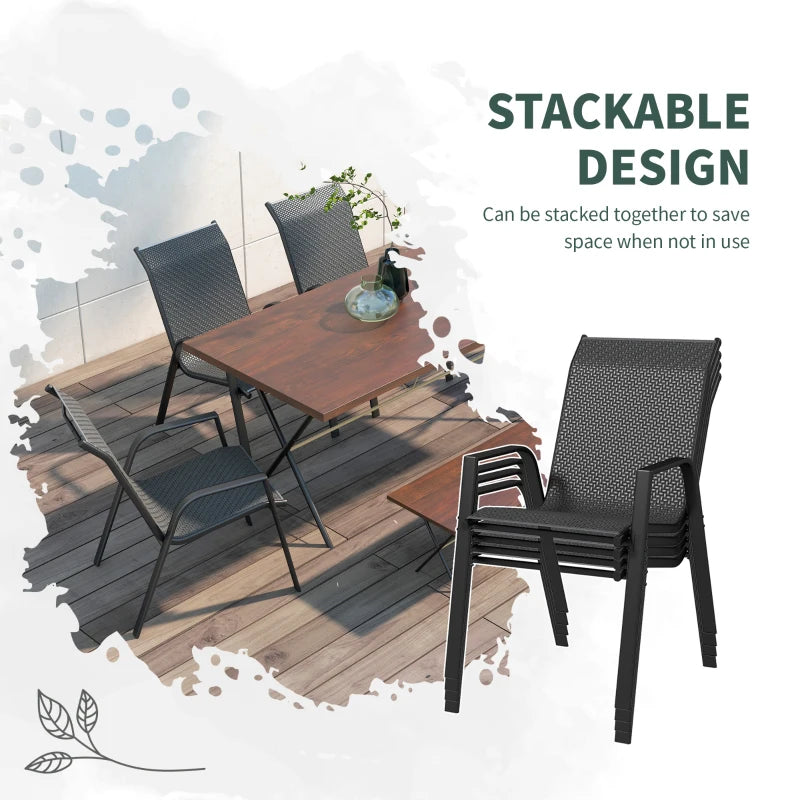Stylish Four-Piece Grey Rattan Garden Seat Set - Stacking Outdoor Furniture for Patio, Balcony, and Garden