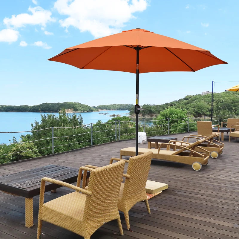 Orange 2.6M Patio Sun Umbrella with Tilt Shade and Crank