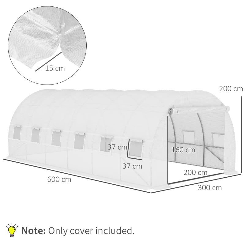 Greenhouse Winter Cover 6x3m White PE with Windows & Door