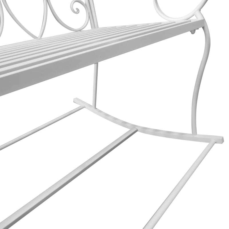 White Steel Rocking Loveseat Bench for Outdoor Gardens - 2 Seater