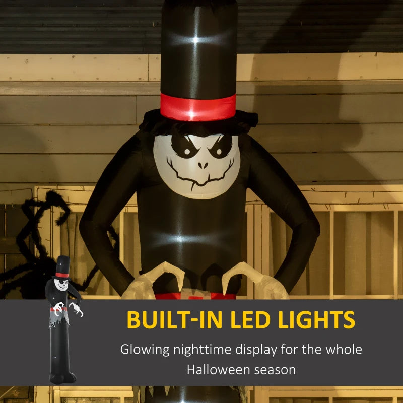 Giant 10ft Halloween Inflatable Ghost with Hat - LED Blow Up Scary Outdoor Decoration for Yard, Garden & Party