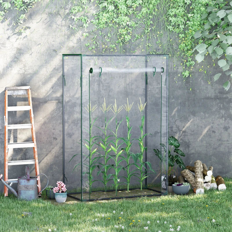 Green Steel Frame Greenhouse with Roll-up Door - Outdoor Garden Cover