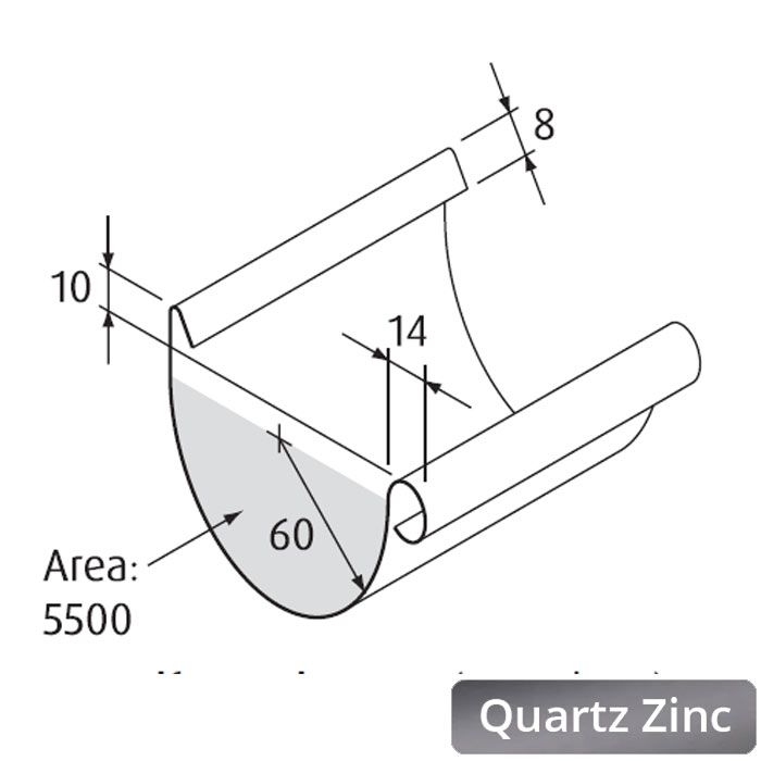 125mm Half Round Quartz Zinc Gutter 3m Length