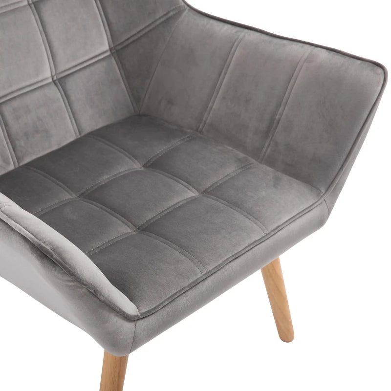 Stylish Accent Chair with Wide Arms and Slanted Back for Bedroom or Living Room Seating in Grey