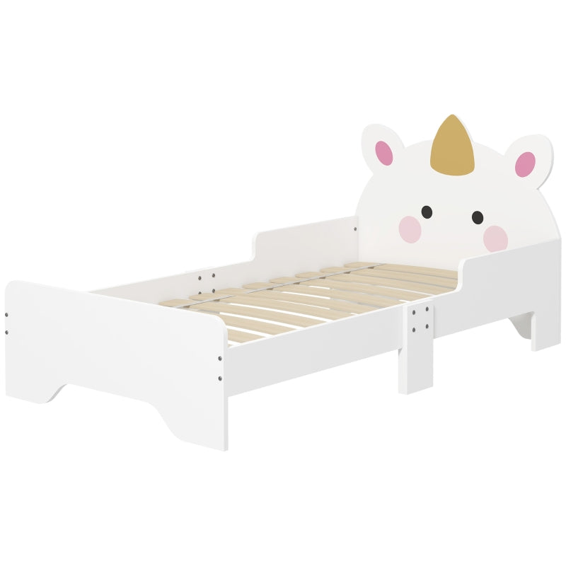 ZONEKIZ Unicorn Toddler Bed - Kids Bedroom Furniture for Ages 3-6, 143x74x67cm, Stylish White Design