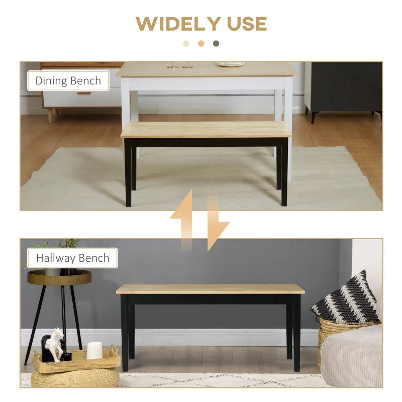 Stylish 102 cm Black Wood Dining Bench for 2 - Perfect for Kitchen, Dining Room, or Entryway Seating