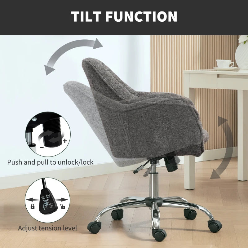 Luxurious Velvet-Feel Office Chair in Grey - Ergonomic Design for Comfort and Style - Perfect for Home or Office