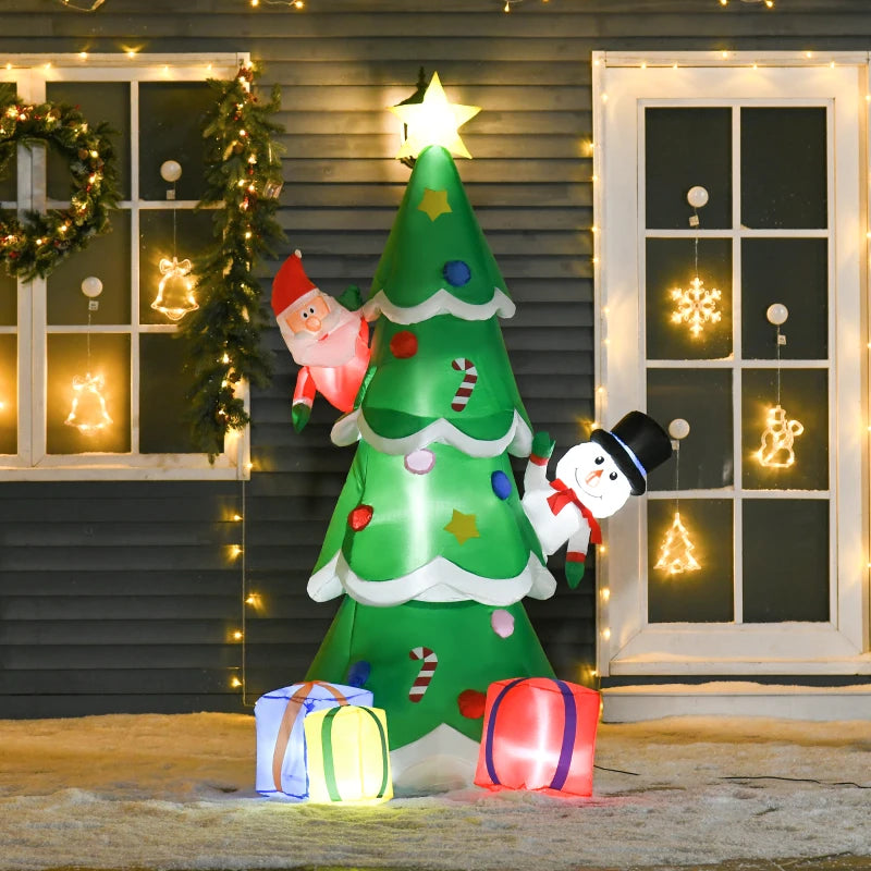 7FT Christmas Inflatable Tree with LED Lights - Perfect Indoor & Outdoor Holiday Decoration