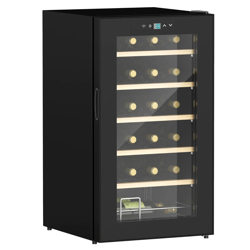 65L 24 Bottle Wine Fridge - Freestanding Cooler with Glass Door, LED Light, Digital Touch Screen & Temperature Control - Black