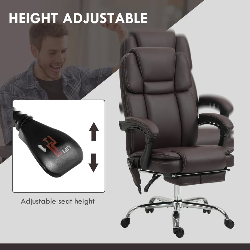 Vinsetto Dark Brown Six Point Vibrating Massage Office Chair - Ergonomic Comfort for Home & Office Use