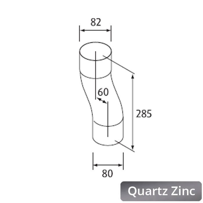 100mm Quartz Zinc Downpipe 60mm Projection Fixed Offset