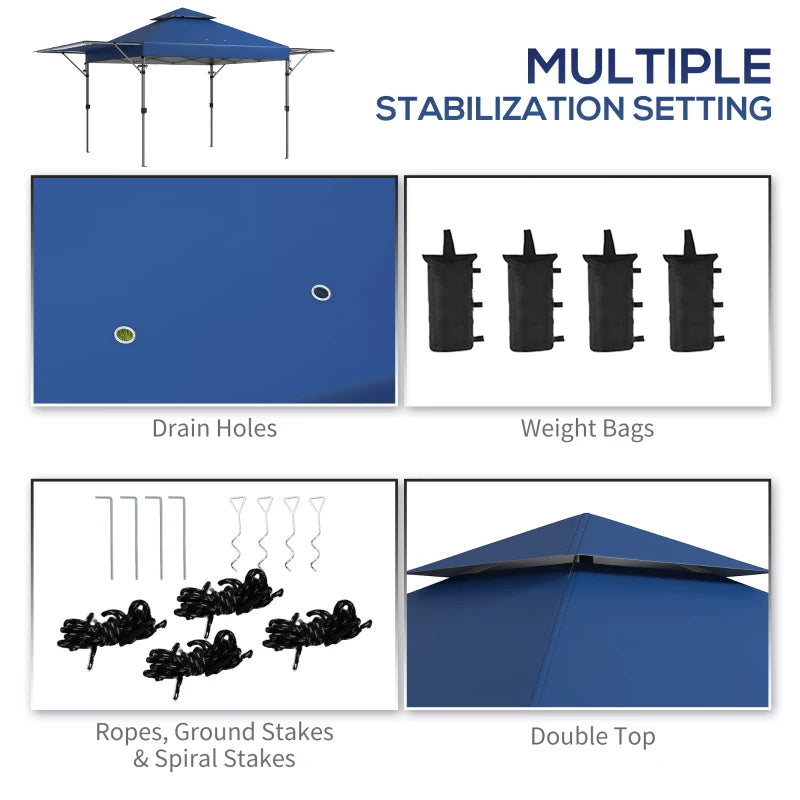 Blue 5x3m Adjustable Pop-Up Gazebo with Accessories