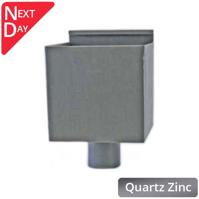 Quartz Zinc Plain Box Hopper Head 200w x 200d x 200h with 80mm Outlet