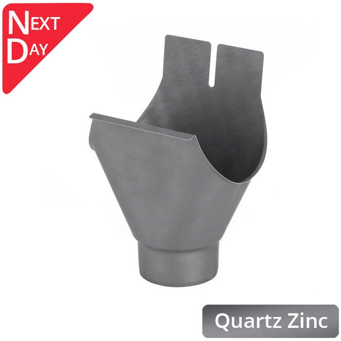 125mm Half Round Quartz Zinc 80mm 'wrap around' Gutter Outlet