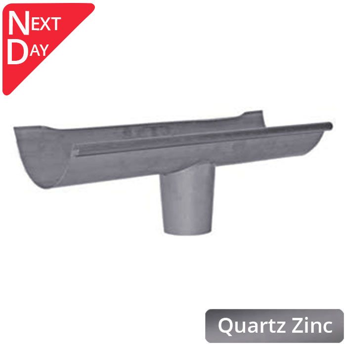125mm Half Round Quartz Zinc 80mm 'prefab' Gutter Outlet
