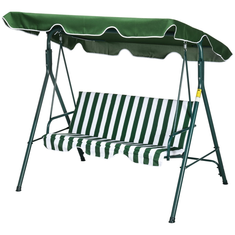 Green 3-Seat Garden Swing Chair with Adjustable Canopy