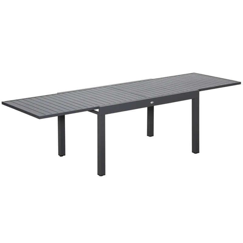 Grey Extendable Outdoor Dining Table, 10 Seater, Aluminium Frame, 135-270cm x 90cm x 75cm