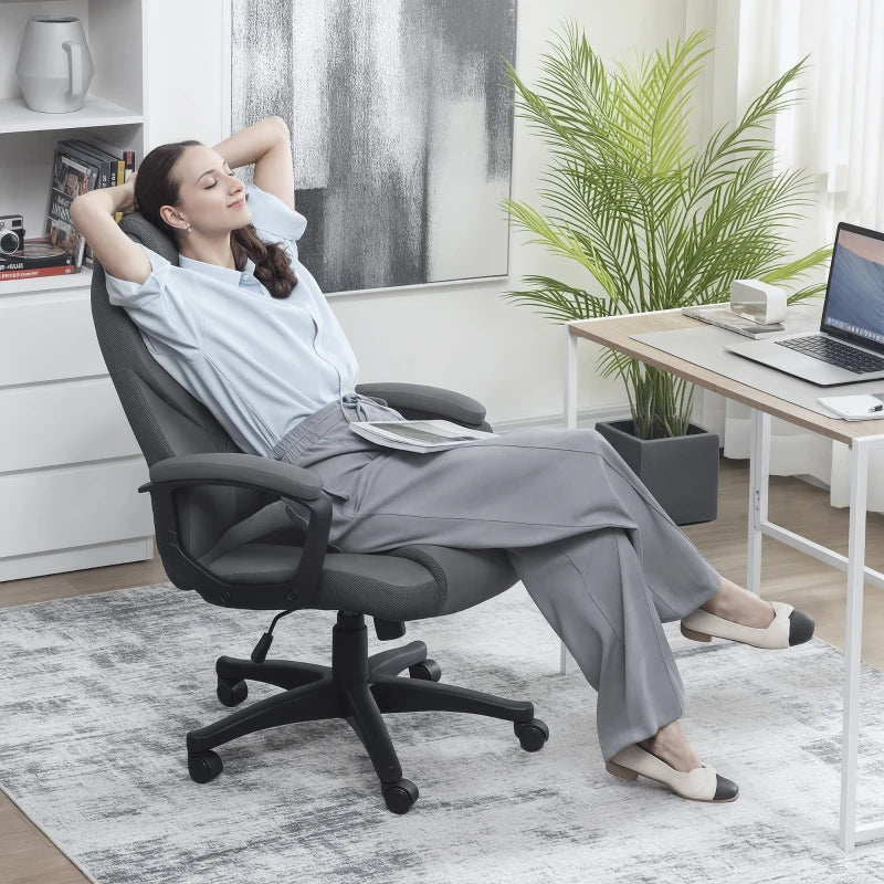 Charcoal Grey Faux Leather Office Chair - Ergonomic Design, Adjustable Height, Stylish Comfort for Home & Office Use