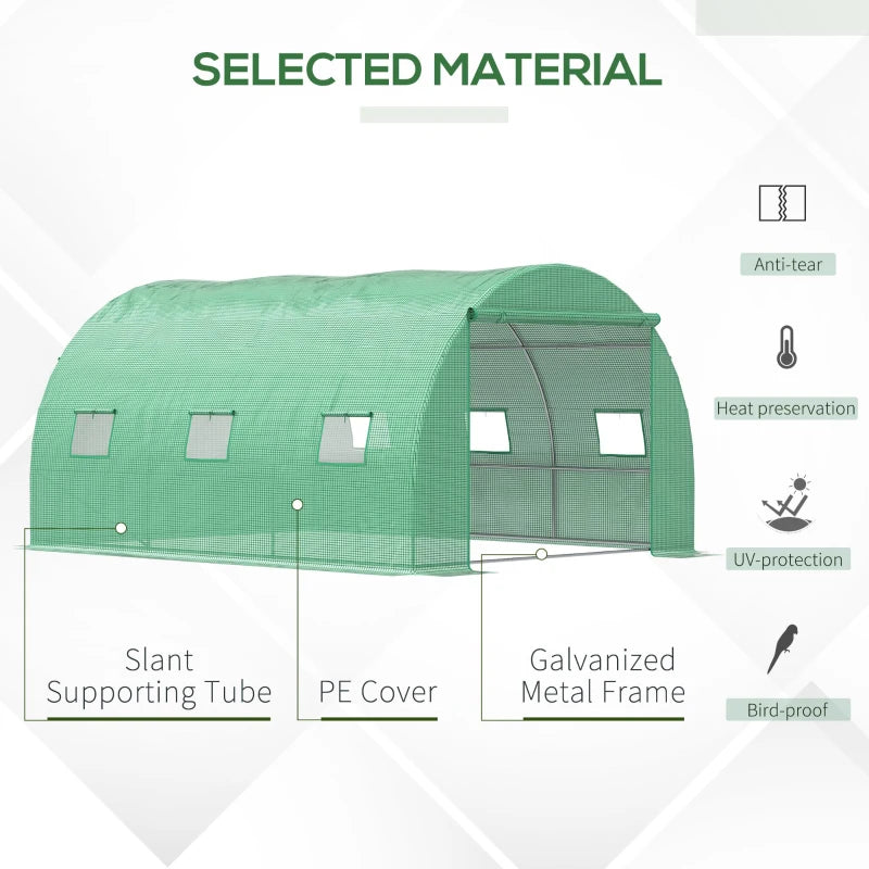 Green Walk-in Garden Tunnel Greenhouse Tent, 4x3M