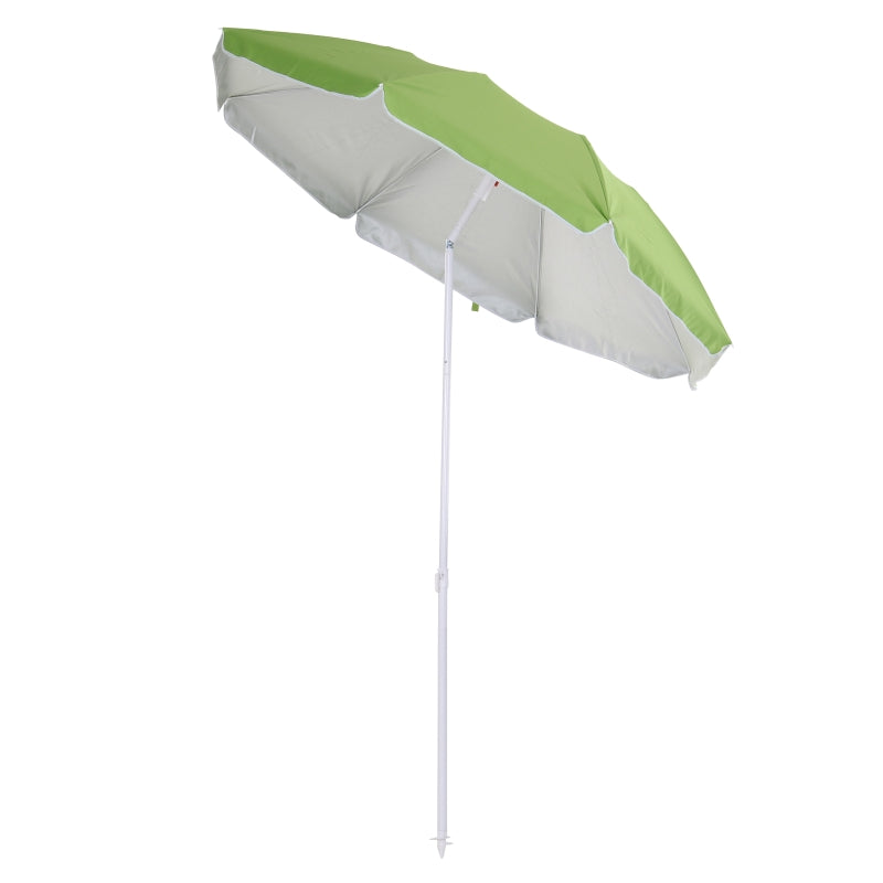 Green Portable Beach Umbrella with Tilting Function