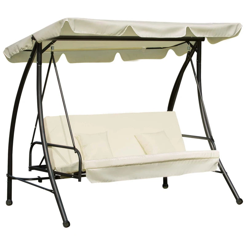 Cream 3 Seater Swing Hammock with Canopy and Cushions