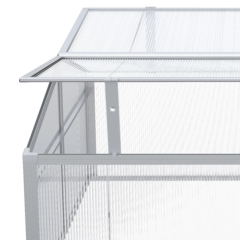 Green Polycarbonate Cold Frame Greenhouse, 100x100cm, Windows