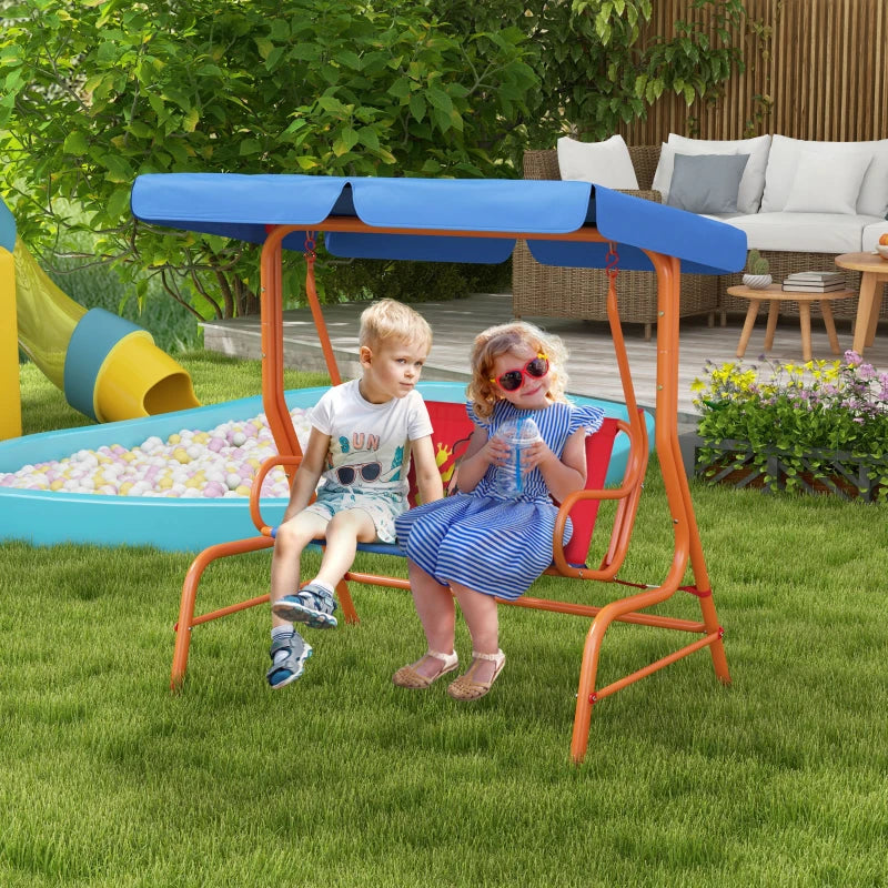 Kids Cowboy Themed Garden Swing Chair - Blue