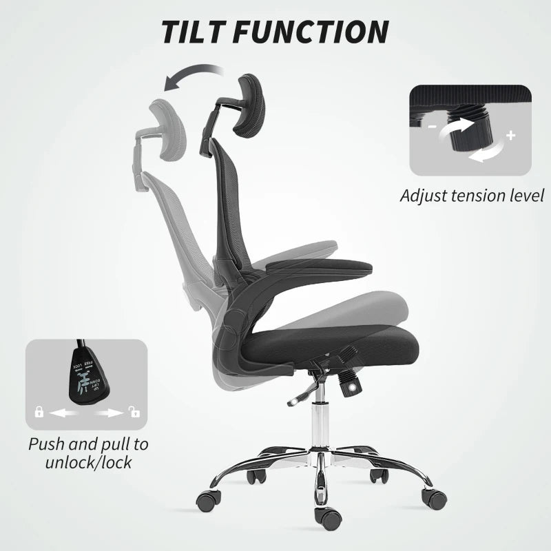 Ergonomic Mesh Back Office Chair with Lumbar Support - Stylish Black Design for Comfort and Productivity