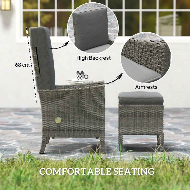 5 Piece Rattan Garden Furniture Set with Cushions and Adjustable Backrests for Outdoor Relaxation